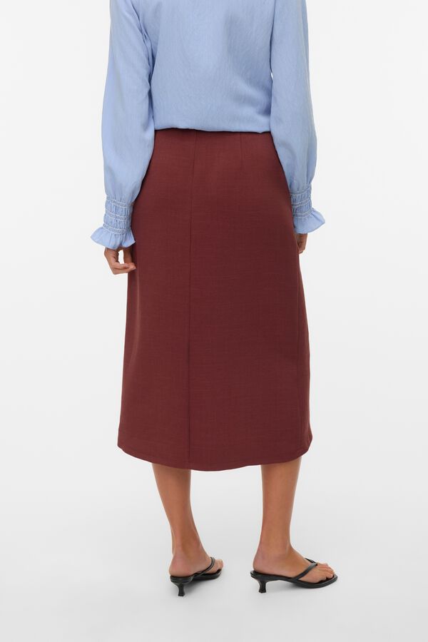 Vero Moda Saia midi com detalhe de la&ccedil;ada Castanho