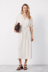 Cortefiel Structured belt dress Ivory