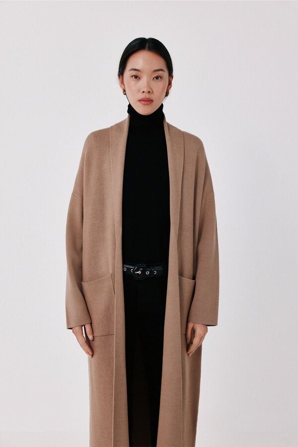 Cortefiel Coat cardigan Nude