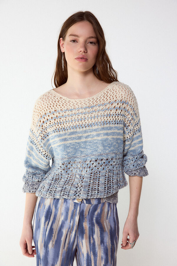 Slowlove Camisola de malha rendada Azul