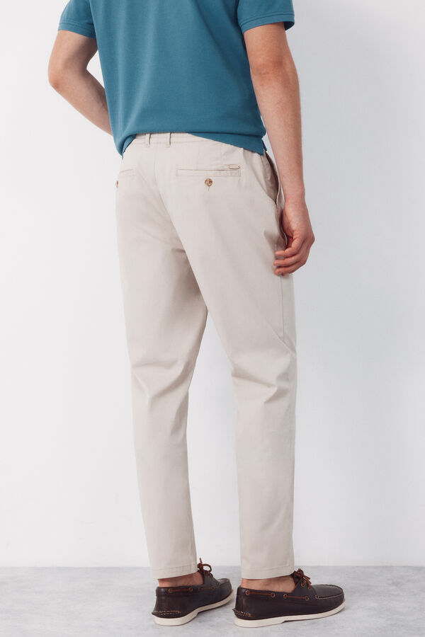 Cortefiel Technical chinos trousers with tapered laces Beige