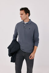 Cortefiel Basic long sleeve polo shirt Grey