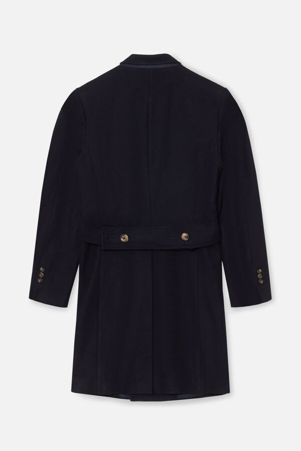 Silbon Plain navy blue plain double-breasted coat Navy