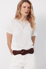 Cortefiel Guipure neckline t-shirt White
