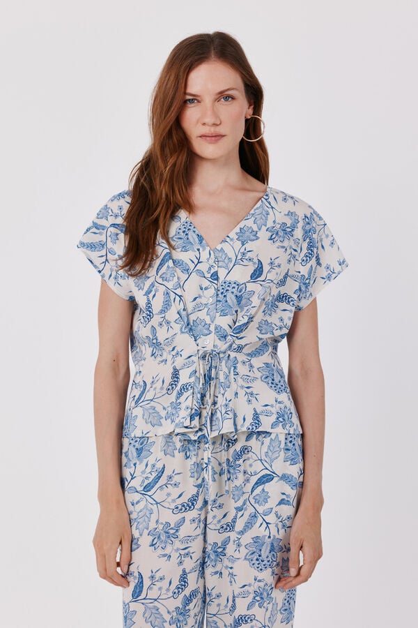 Cortefiel Printed blouse Printed white