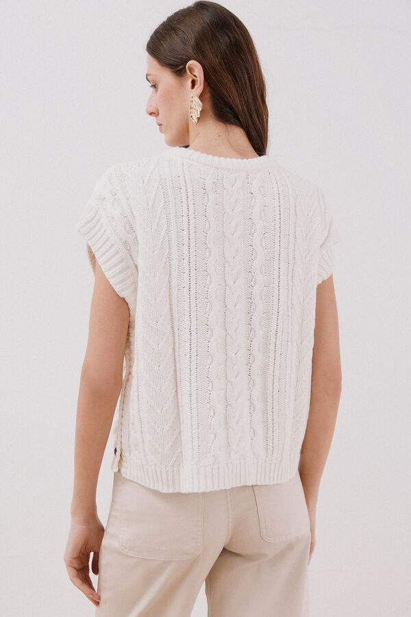 Cortefiel Vest with side buttons Ivory