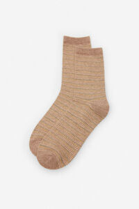 Cortefiel Lurex stripes Better Cotton long socks Nude