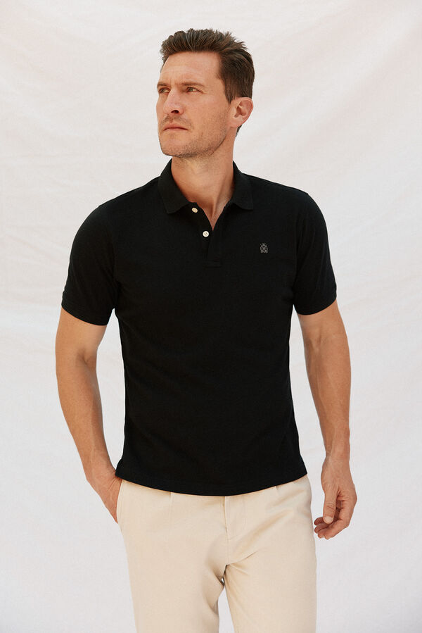 Cortefiel Basic piqué polo shirt Black
