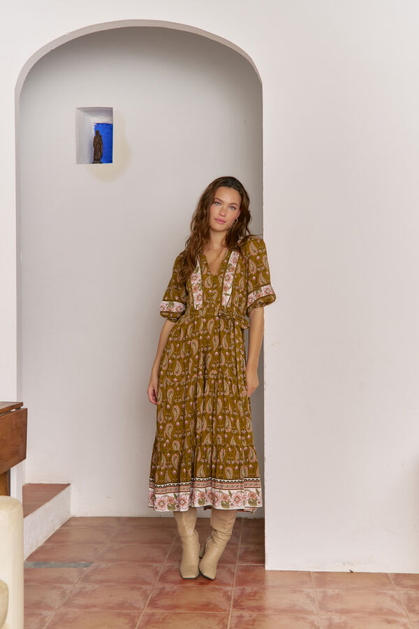 Jaase Vestido midi Mila com estampado Amalie Tostado