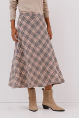Cortefiel Checkered cape skirt Printed brown