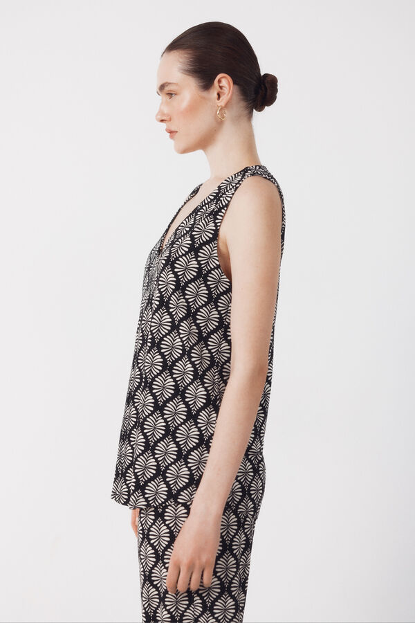 Cortefiel Long pleated top Printed grey