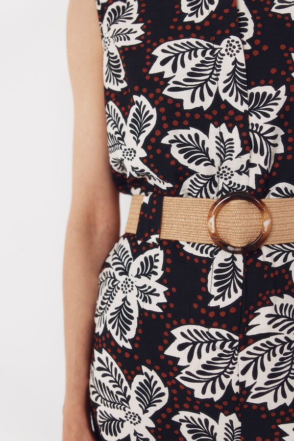 Cortefiel Belted jumpsuit Printed brown