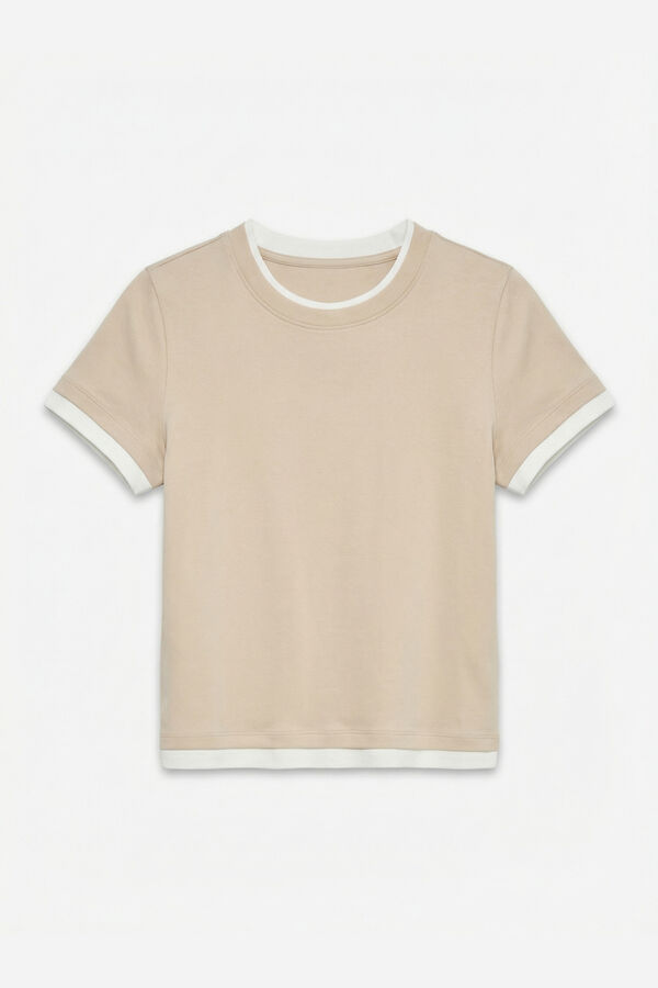 Vero Moda T-shirt de manga curta dupla camada Tostado