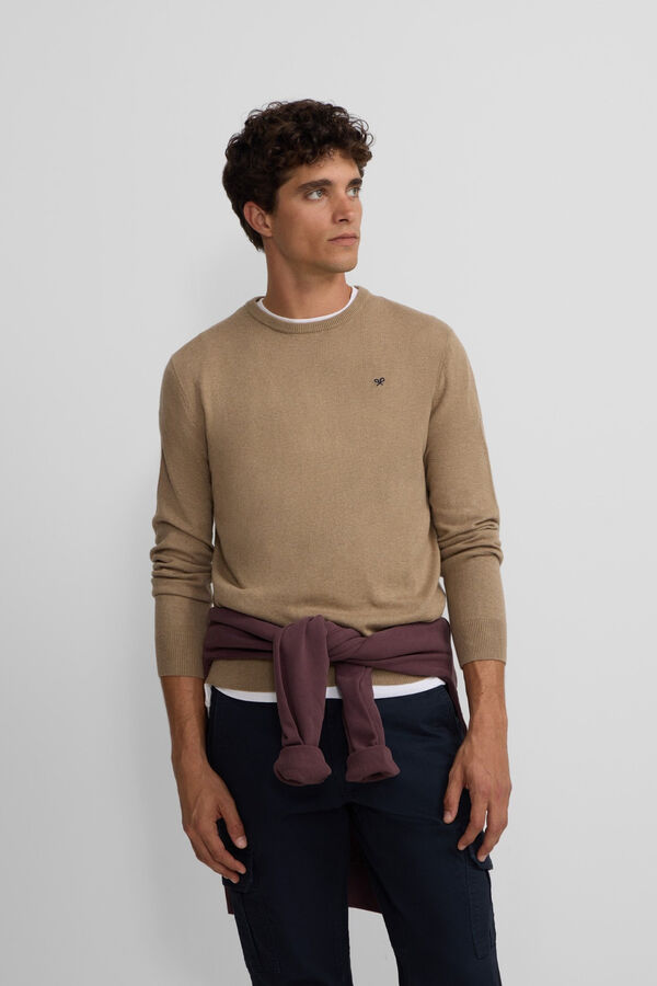 Silbon Camisola clássico de gola redonda Tostado