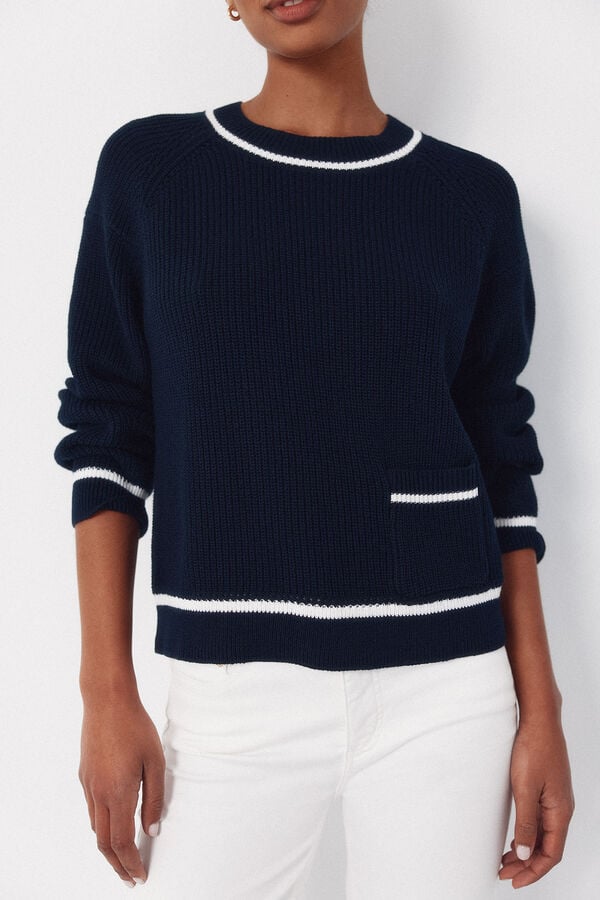 Cortefiel Contrast combination jumper Navy