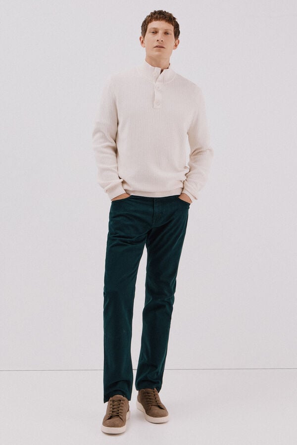 Cortefiel Structured cotton sweater  Ivory