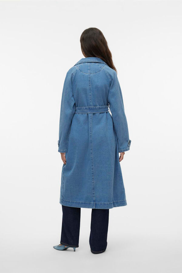 Cortefiel Denim midi trench coat Blue