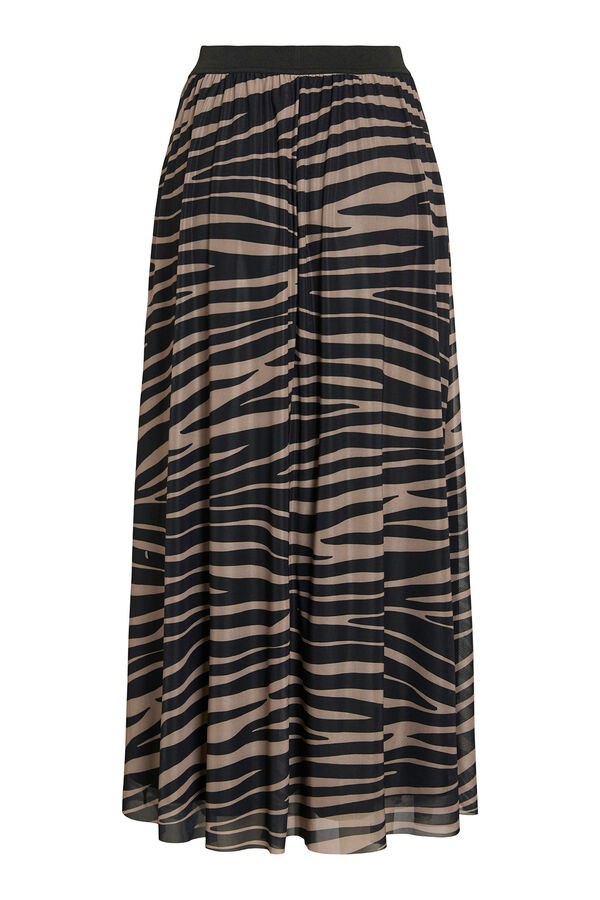 Cortefiel Long printed skirt Dark brown