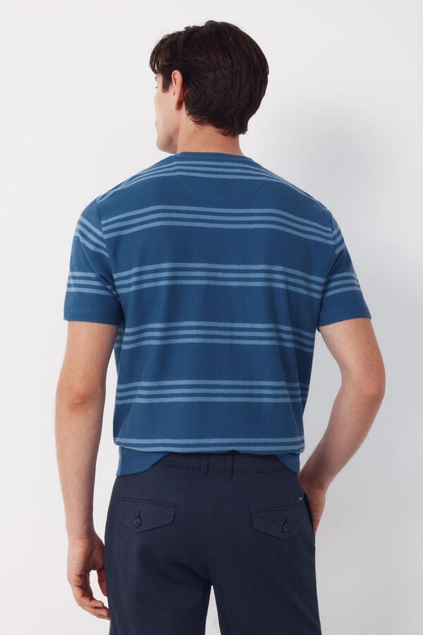Cortefiel Striped structure T-shirt Blue