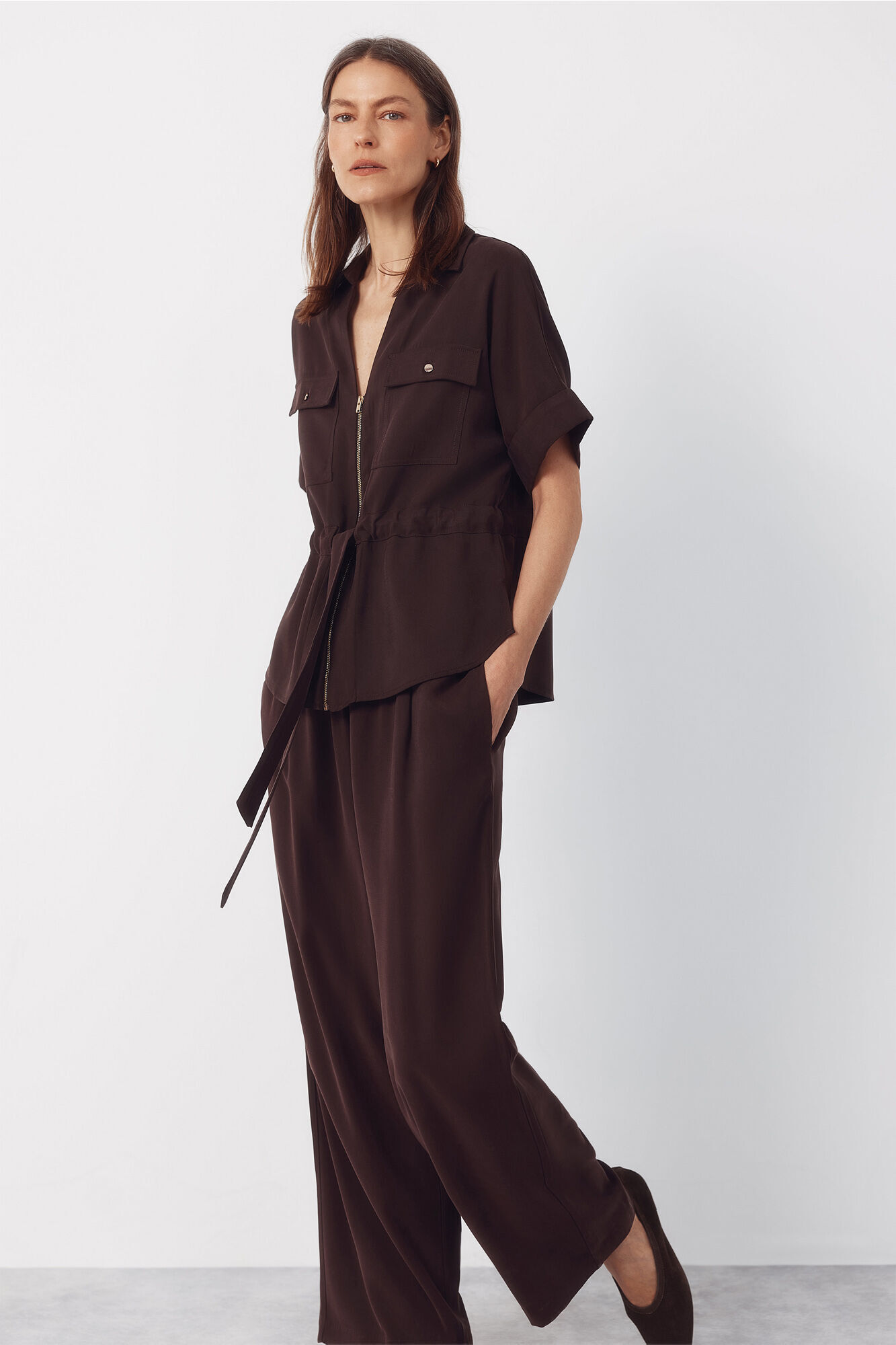 Cortefiel Short sleeve belted shirt