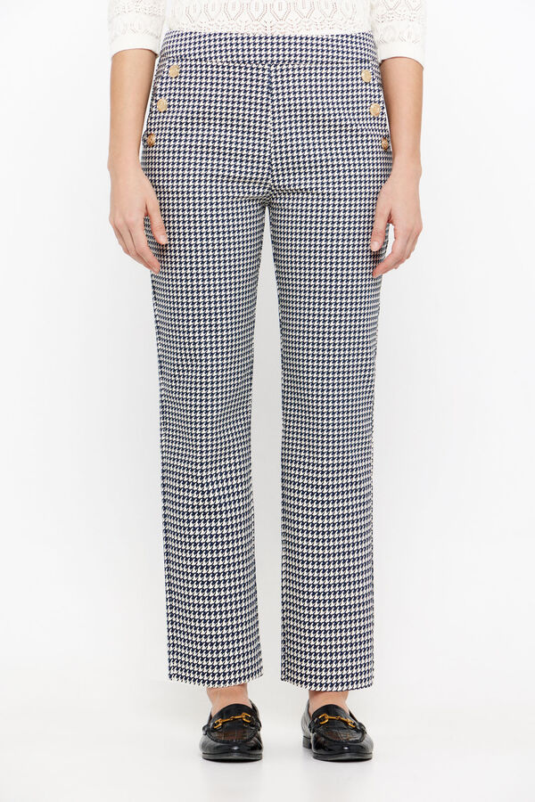 Cortefiel Gold-button trousers Printed blue