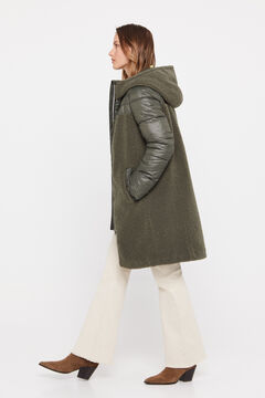 Cortefiel Combined quilted faux fur anorak Kaki
