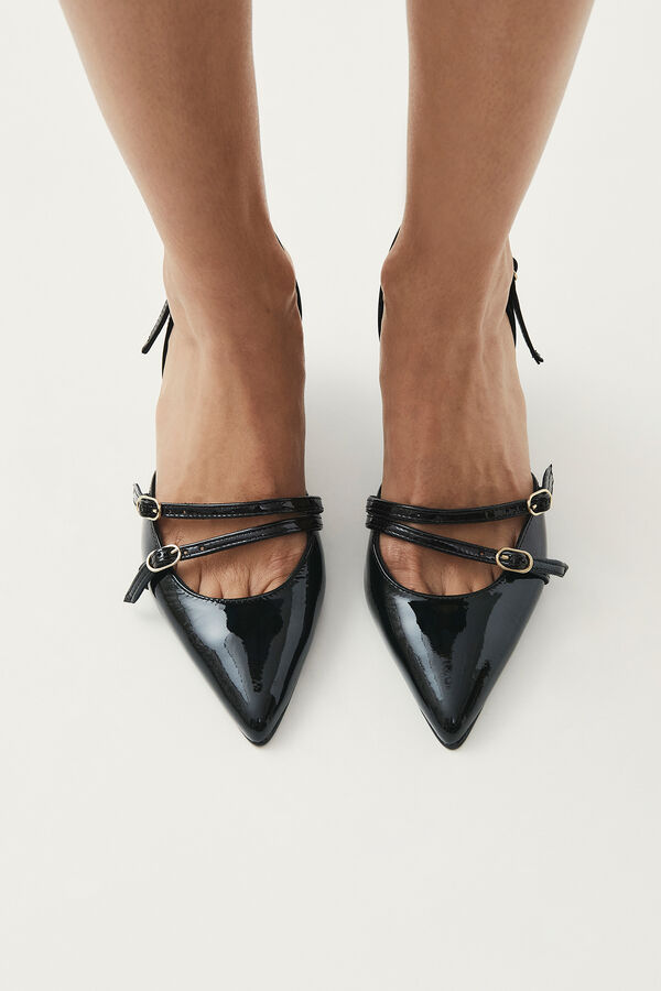 Cortefiel Joelle leather court shoes Black