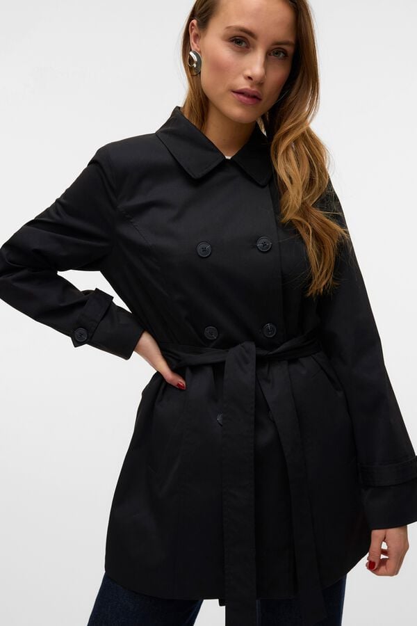 Vero Moda Gabardina 3/4 com cinto para mulher Cinzento