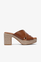 Popa Melibea leather wedge heel sandal Brown