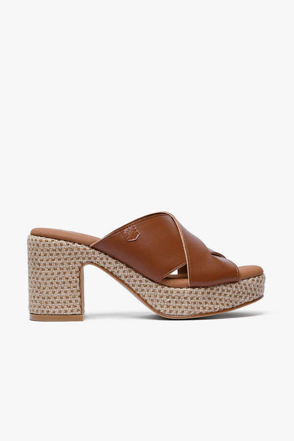 Popa Melibea leather wedge heel sandal Brown