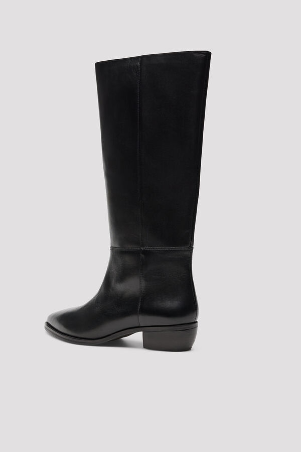 Cortefiel Leather high boot Black