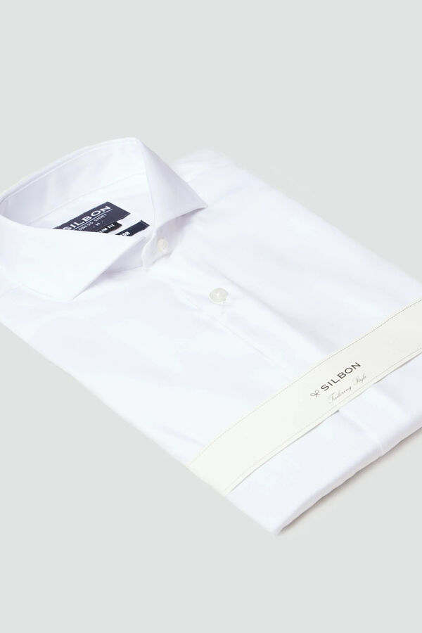 Cortefiel Camisa de vestir punho simples easy iron Branco