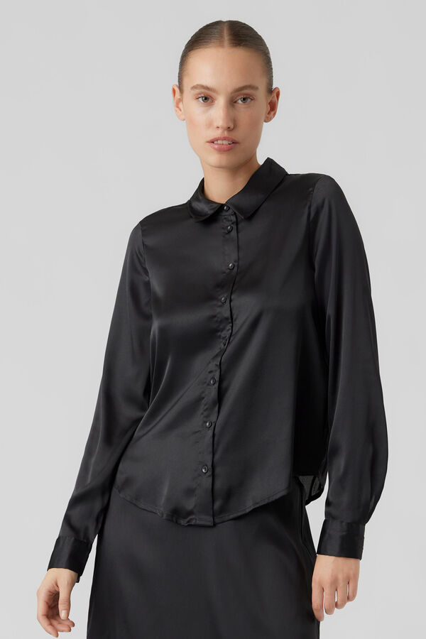 Cortefiel Camisa básica de mujer manga larga Black