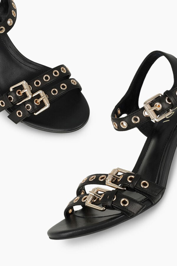 Lodi Sand&aacute;lias de mulher em pele Preto