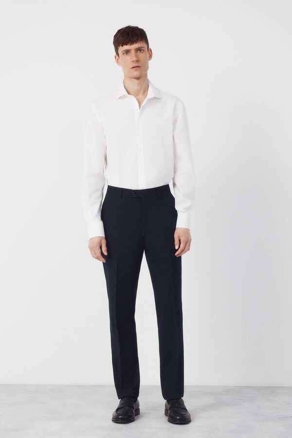 Cortefiel Dynamic blue structured trousers Navy