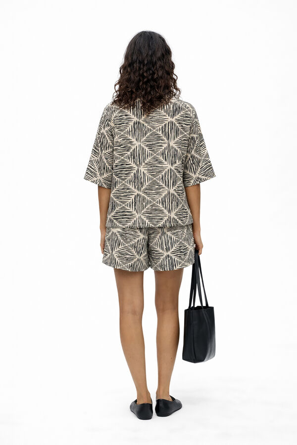 Object Printed blazer shirt Beige