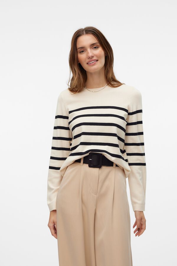 Vero Moda Camisola de malha &agrave;s riscas Tostado