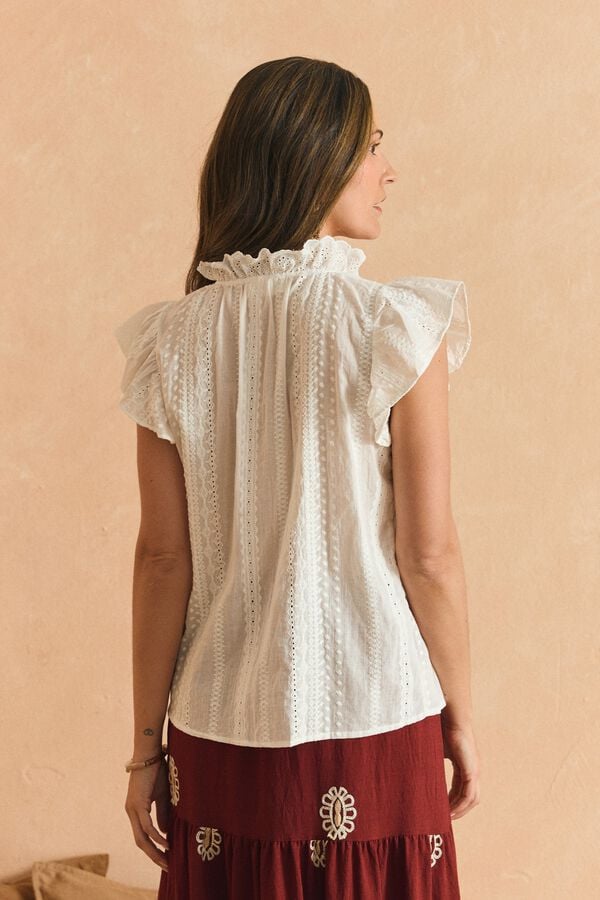 Pol&iacute;n Et Moi Camisa manga vichy Branco