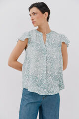 Cortefiel Blusa manga volante Printed green