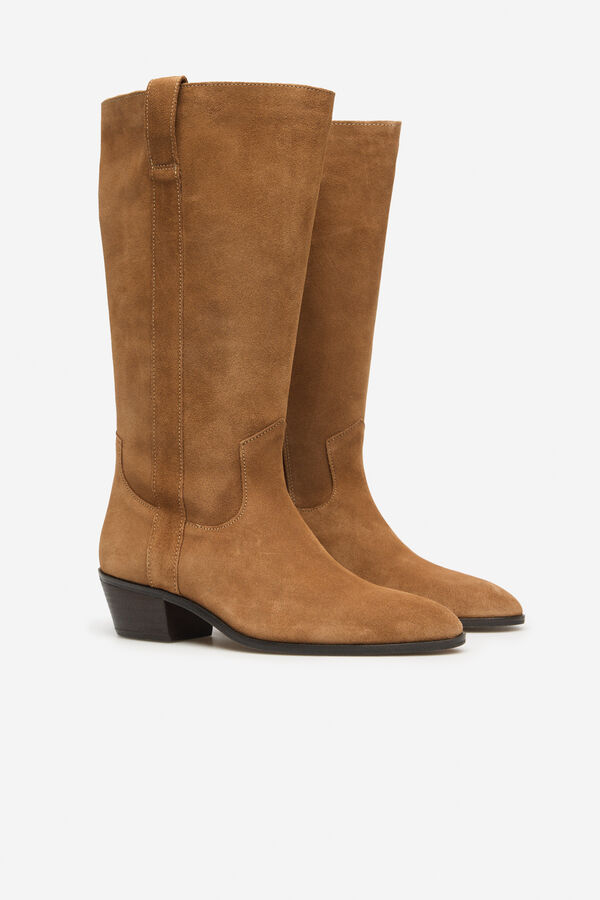 Cortefiel split leather cowboy boot Nude