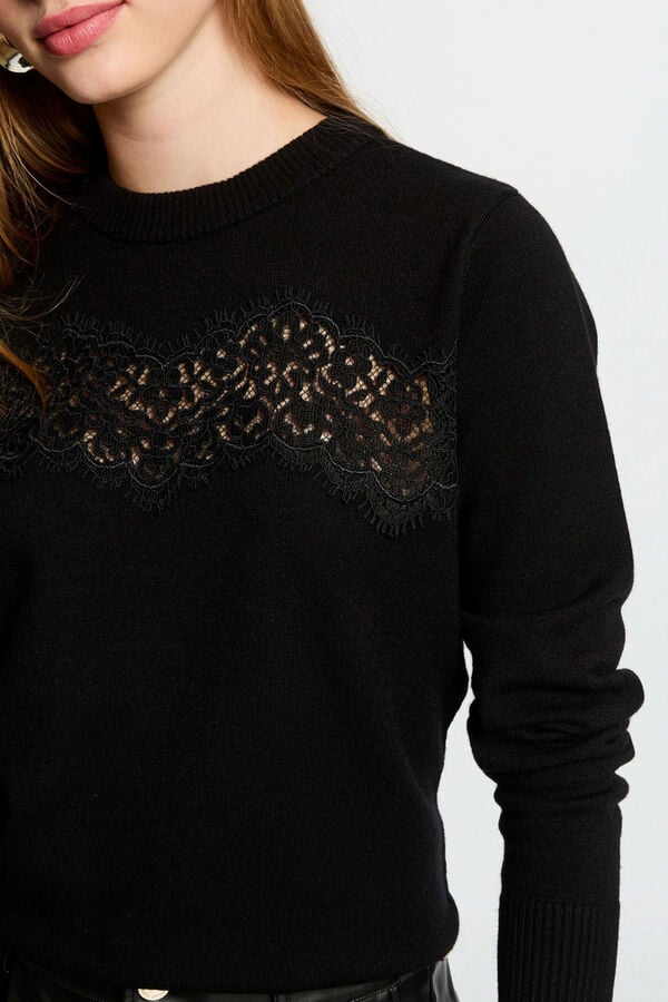 Morgan Camisola de gola redonda Preto