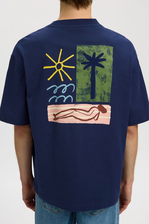 Selected T-shirt de manga curta relaxed Azul