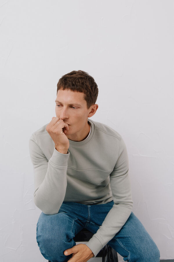 Cortefiel Crew-neck sweatshirt Kaki
