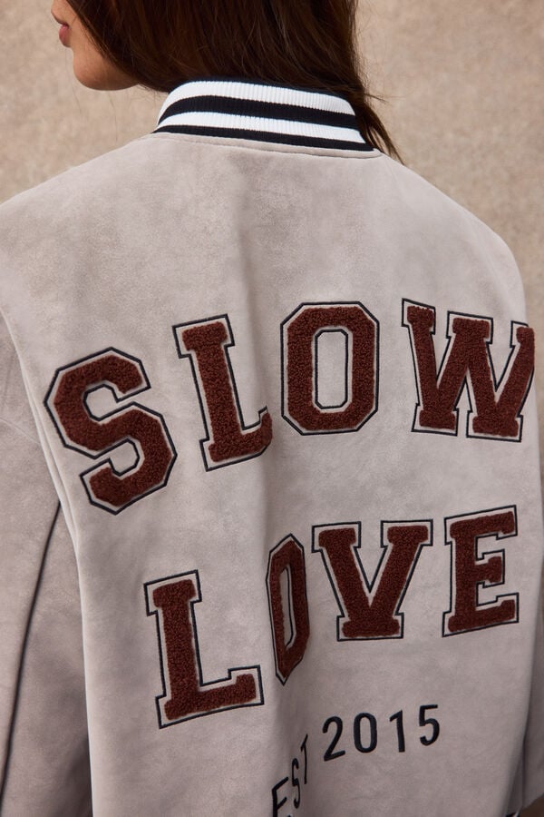 Slowlove Faux leather bomber jacket Ivory