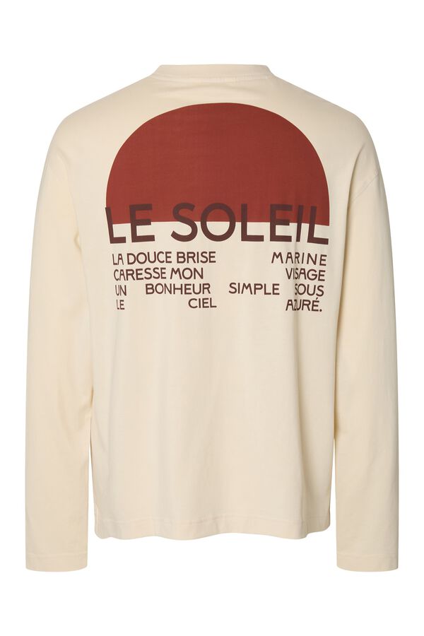 Selected T-shirt de manga comprida estampada Tostado