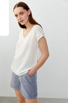 Cortefiel Combined V-neck top White