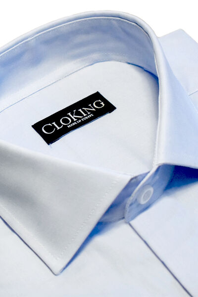 Cortefiel Plain double-cuff spread collar shirt Blue