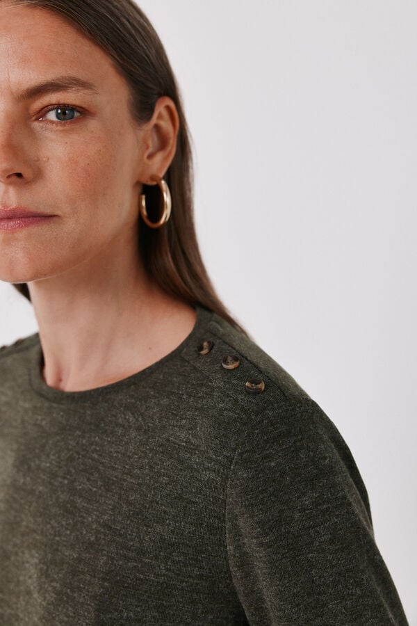 Cortefiel Long sleeve basic T-shirt Kaki