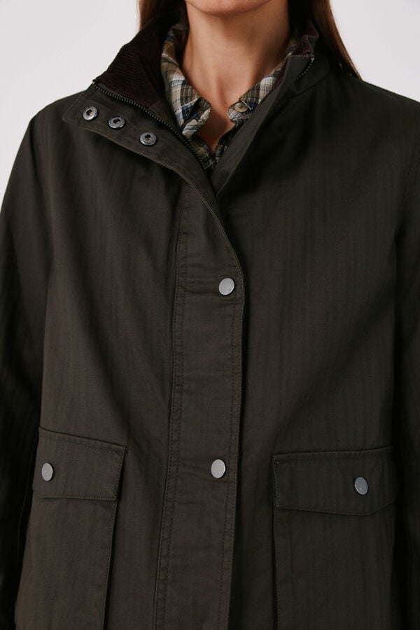 Cortefiel Short waxed parka Dark brown