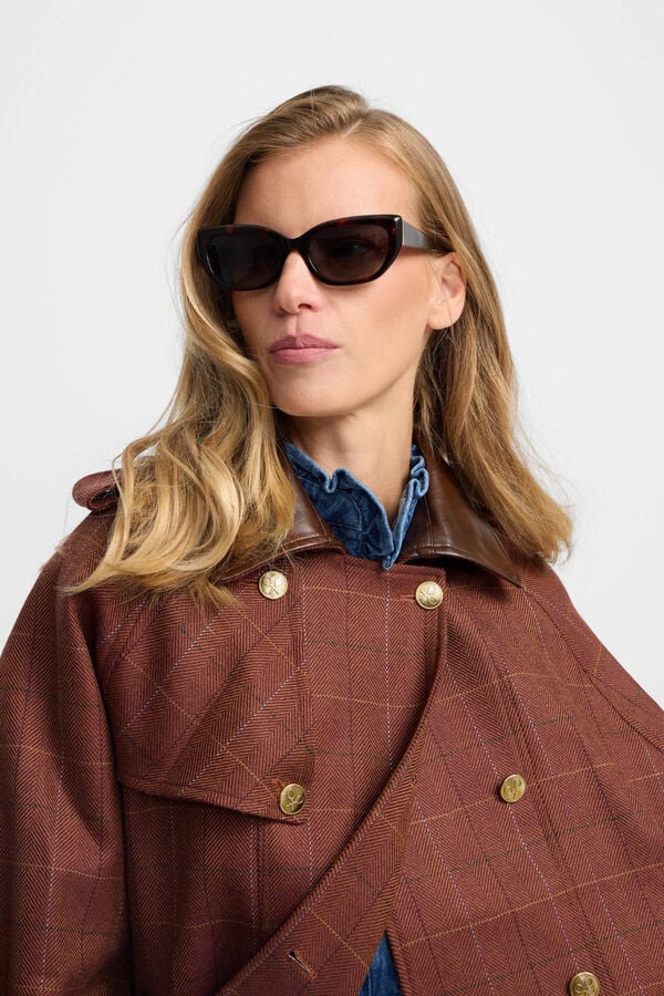 Silbon Camada com detalhes em couro xadrez Castanho